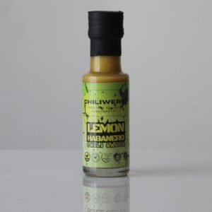 Lemon Habanero Chili Sauce Flasche Hot Sauce. Zitronig frisch, feine Textur.